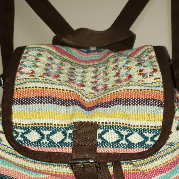 BOHO MULTICOLOUR EMBROIDERY BACKPACK RUCKSACK BAG - Pre-Owned - Picture 6 of 7